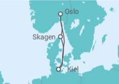 Reiseroute der Kreuzfahrt  Kurzreise nach Norwegen & Dänemark ab Kiel - mit Flug - AIDA