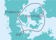Reiseroute der Kreuzfahrt  Dänemark - mit Flug - AIDA