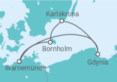 Reiseroute der Kreuzfahrt  Kurzreise nach Danzig & Bornholm ab Warnemünde - AIDA