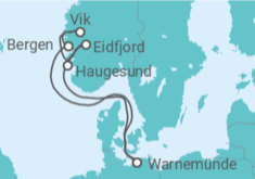 Reiseroute der Kreuzfahrt  Norwegen - AIDA