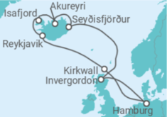 Reiseroute der Kreuzfahrt  Island-Rundreise ab Hamburg - AIDA