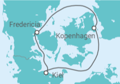Reiseroute der Kreuzfahrt  Minikreuzfahrt nach Dänemark ab Kiel 1 - mit Flug - AIDA