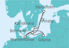 Reiseroute der Kreuzfahrt  Polen, Dänemark, Deutschland, Schweden - mit Flug - AIDA