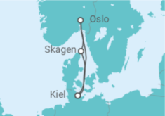 Reiseroute der Kreuzfahrt  Kurzreise Norwegen & Dänemark ab Kiel 1 - mit Flug - AIDA