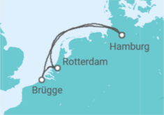 Reiseroute der Kreuzfahrt  Kurzreise nach Belgien & Niederlande ab Hamburg - mit Flug - AIDA
