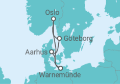 Reiseroute der Kreuzfahrt  Norwegen, Schweden, Dänemark - mit Flug - AIDA