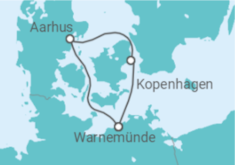 Reiseroute der Kreuzfahrt  Kurzreise nach Dänemark ab Warnemünde - AIDA