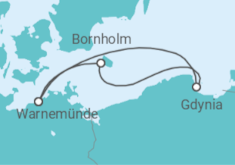Reiseroute der Kreuzfahrt  Polen, Dänemark - AIDA