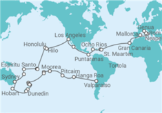 Reiseroute der Kreuzfahrt  Weltreise - MSC Cruises