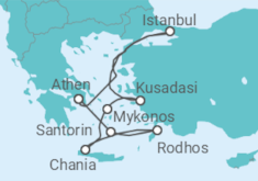 Reiseroute der Kreuzfahrt  Türkei, Griechenland - Virgin Voyages
