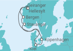 Reiseroute der Kreuzfahrt  Dänemark, Norwegen Alles Inklusive - Costa Kreuzfahrten