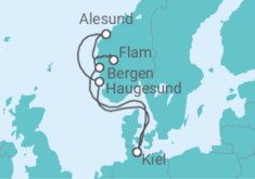 Reiseroute der Kreuzfahrt  Norwegens Welterbe ab Kiel - AIDA