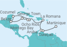 Reiseroute der Kreuzfahrt  Karibische Inseln & Mexiko ab Martinique - AIDA