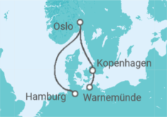 Reiseroute der Kreuzfahrt  Kurzreise nach Oslo & Kopenhagen ab Warnemünde - mit Flug - AIDA