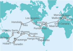 Reiseroute der Kreuzfahrt  Weltreise - MSC Cruises