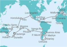 Reiseroute der Kreuzfahrt  Weltreise - MSC Cruises