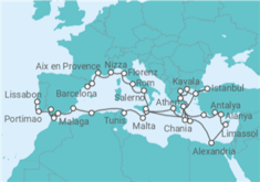 Reiseroute der Kreuzfahrt  LISBON TO BARCELONA GRAND VOYAGE - Azamara