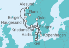 Reiseroute der Kreuzfahrt  Große Skandinavien-Reise ab Kiel - mit Flug - AIDA