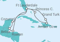 Reiseroute der Kreuzfahrt  Eastern/Western Caribbean Adventurer - Princess Cruises