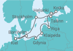 Reiseroute der Kreuzfahrt  Schärengärten der Ostsee ab Kiel - AIDA