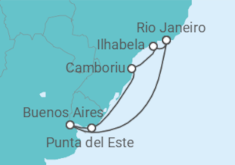Reiseroute der Kreuzfahrt  best of Südamerika + Rio de Janeiro - MSC Cruises