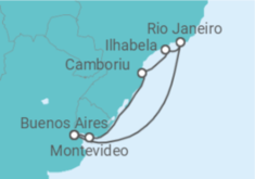 Reiseroute der Kreuzfahrt  Argentinien, Uruguay, Brasilien Alles Inklusive - Costa Kreuzfahrten