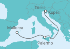 Reiseroute der Kreuzfahrt  8 Nächte - Taufreise - ab Triest/bis Palma - mit Flug - Mein Schiff