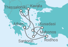 Reiseroute der Kreuzfahrt  Griechenland, Türkei - mit Flug - Celebrity Cruises