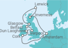 Reiseroute der Kreuzfahrt  Vereinigtes Königreich - mit Flug - Celebrity Cruises