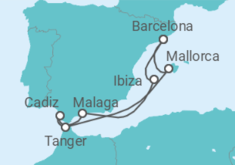 Reiseroute der Kreuzfahrt  Spanien, Marokko - mit Flug - Celebrity Cruises