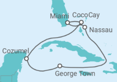 Reiseroute der Kreuzfahrt  Mexiko, Kaimaninseln, Bahamas Alles Inklusive - Celebrity Cruises