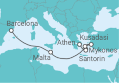 Reiseroute der Kreuzfahrt  Griechenland, Türkei, Malta Alles Inklusive - Celebrity Cruises