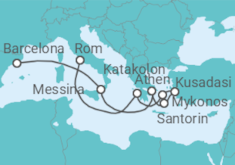 Reiseroute der Kreuzfahrt  Italien, Griechenland, Türkei Alles Inklusive - Celebrity Cruises