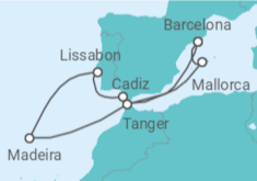 Reiseroute der Kreuzfahrt  Spanien, Portugal, Marokko Alles Inklusive - Celebrity Cruises