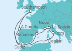 Reiseroute der Kreuzfahrt  Spanien, Italien, Frankreich Alles Inklusive - Celebrity Cruises