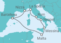 Reiseroute der Kreuzfahrt  Malta, Italien, Frankreich Alles Inklusive - Celebrity Cruises