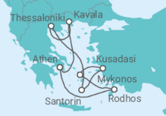 Reiseroute der Kreuzfahrt  Griechenland, Türkei Alles Inklusive - Celebrity Cruises