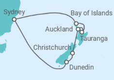 Reiseroute der Kreuzfahrt  Neuseeland Alles Inklusive - Celebrity Cruises