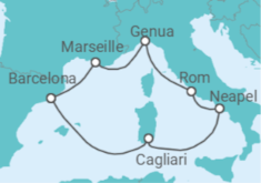 Reiseroute der Kreuzfahrt  Italien, Frankreich Alles Inklusive - Costa Kreuzfahrten