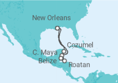 Reiseroute der Kreuzfahrt  Mexiko, Honduras, Belize - NCL Norwegian Cruise Line