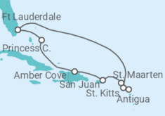 Reiseroute der Kreuzfahrt  Eastern Caribbean with St. Kitts - Princess Cruises