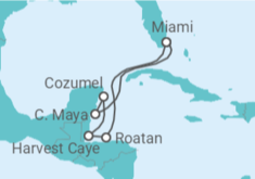 Reiseroute der Kreuzfahrt  Honduras, Mexiko - NCL Norwegian Cruise Line