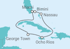Reiseroute der Kreuzfahrt  Kaimaninseln, Jamaika, Bahamas - Virgin Voyages
