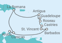 Reiseroute der Kreuzfahrt  Karibische Inseln ab Dominikanische Republik - AIDA