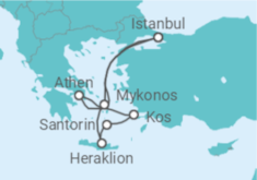 Reiseroute der Kreuzfahrt  Griechenland - Costa Kreuzfahrten