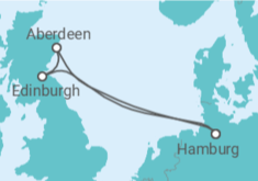 Reiseroute der Kreuzfahrt  Kurzreise nach Schottland ab Hamburg  Alles Inklusive - AIDA