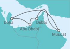 Reiseroute der Kreuzfahrt  Orient mit Oman ab Dubai 1  Alles Inklusive - mit Flug - AIDA