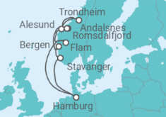 Reiseroute der Kreuzfahrt  Norwegens Fjorde ab Hamburg  Alles Inklusive - AIDA