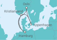 Reiseroute der Kreuzfahrt  Norwegen & Dänemark ab Hamburg  Alles Inklusive - mit Flug - AIDA