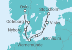 Reiseroute der Kreuzfahrt  Städte der Ostsee ab Warnemünde 2  Alles Inklusive - mit Flug - AIDA
